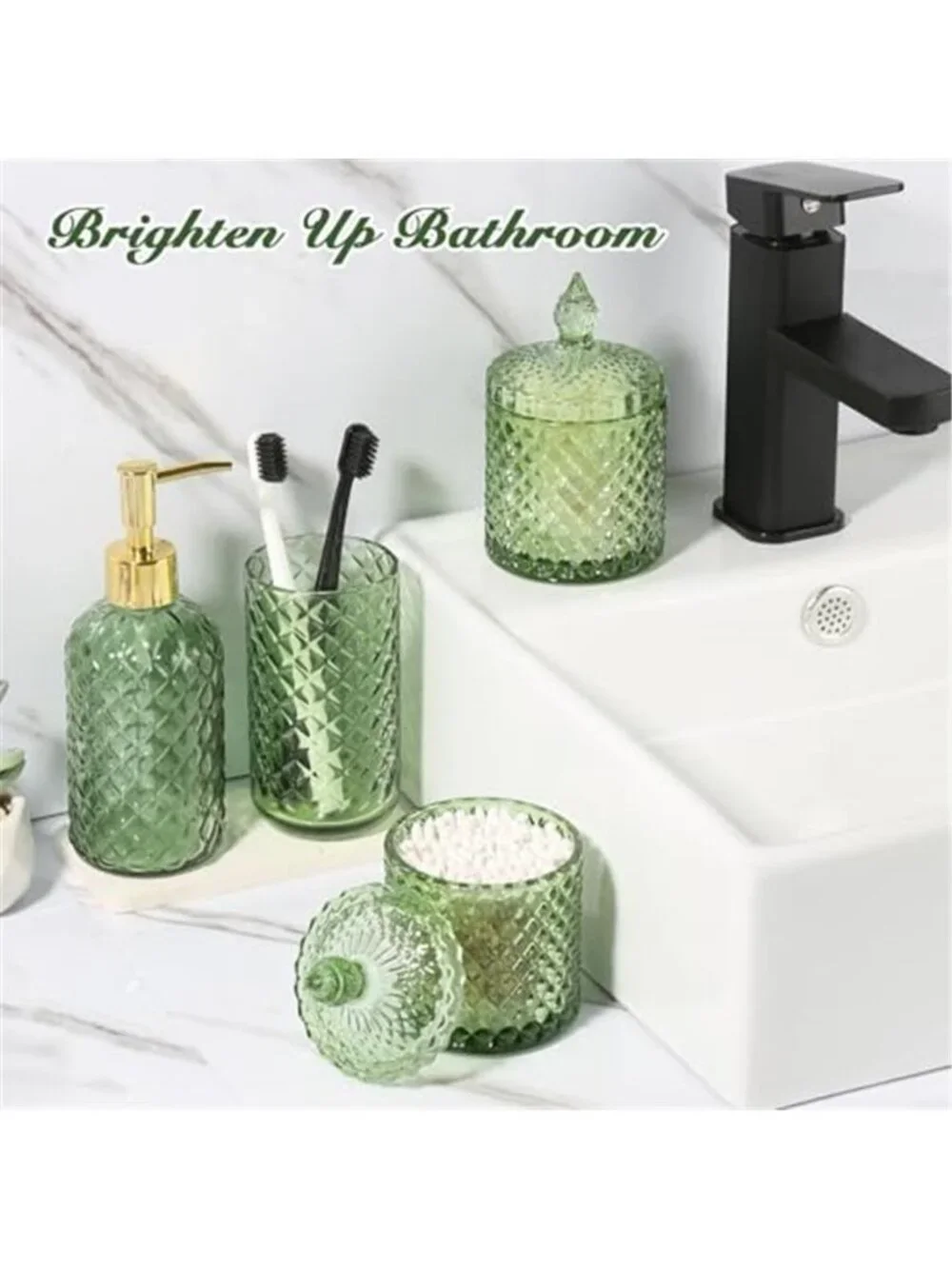 Green Bathroom Accessories Set, 4 Pack Olive Green Bathroom Decor Accessory Sets
